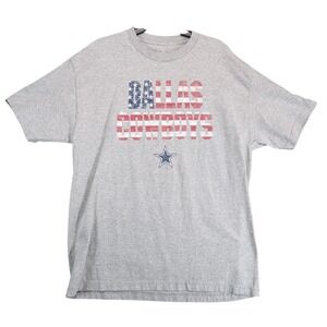 Dallas Cowboys Authentic Gray T-Shirt Men's XL Star Stripes Flag NFL Football